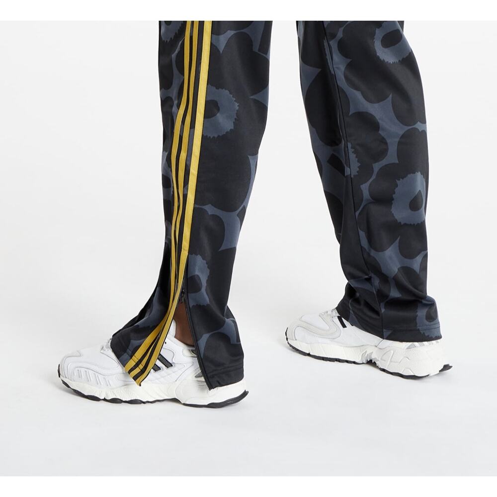 ADIDAS X MARIMEKKO FIREBIRD TRACK PANTS Sz Large Unikko Poppy Flower Black Gold - Picture 4 of 10